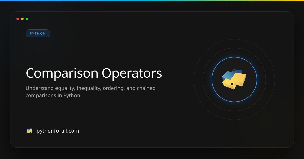 Comparison Operators | PythonForAll